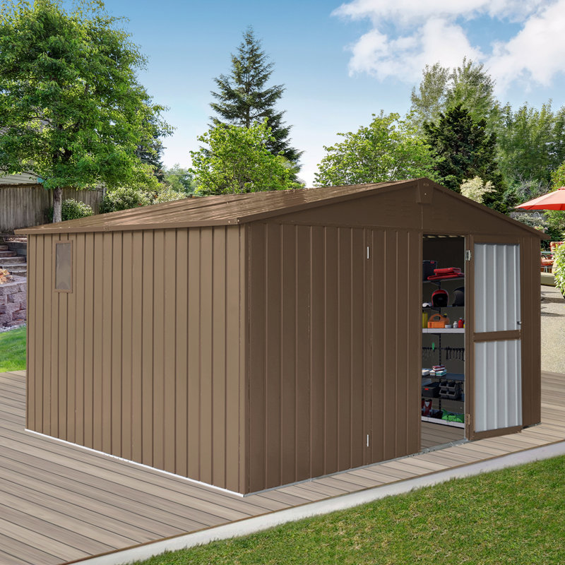 Remise de rangement dans l'arrière-cour 11 pi x 9 pi avec structure en acier galvanisé et fenêtres, remise de jardin en métal avec porte verrouillable