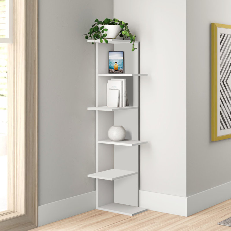 Saso Corner Bookcase 5-Tier Storage Unit, White