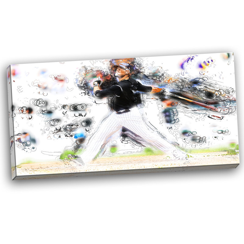 Baseball Home Run 32'' x 16'' Framed Canvas Art