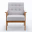 Fauteuil rembourré en bois massif de style nordique-1788609002