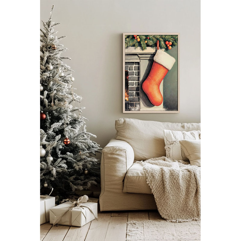 Festive Christmas Decorative Framed Painting, 13.0 x 19.0 inches | 100% Solid Wood Frame (Thickness: 0.8 inches), 100% MDF Artwork | Digital Printing for Vibrant Colors, Perfect Holiday Wall Decor for Home & Office