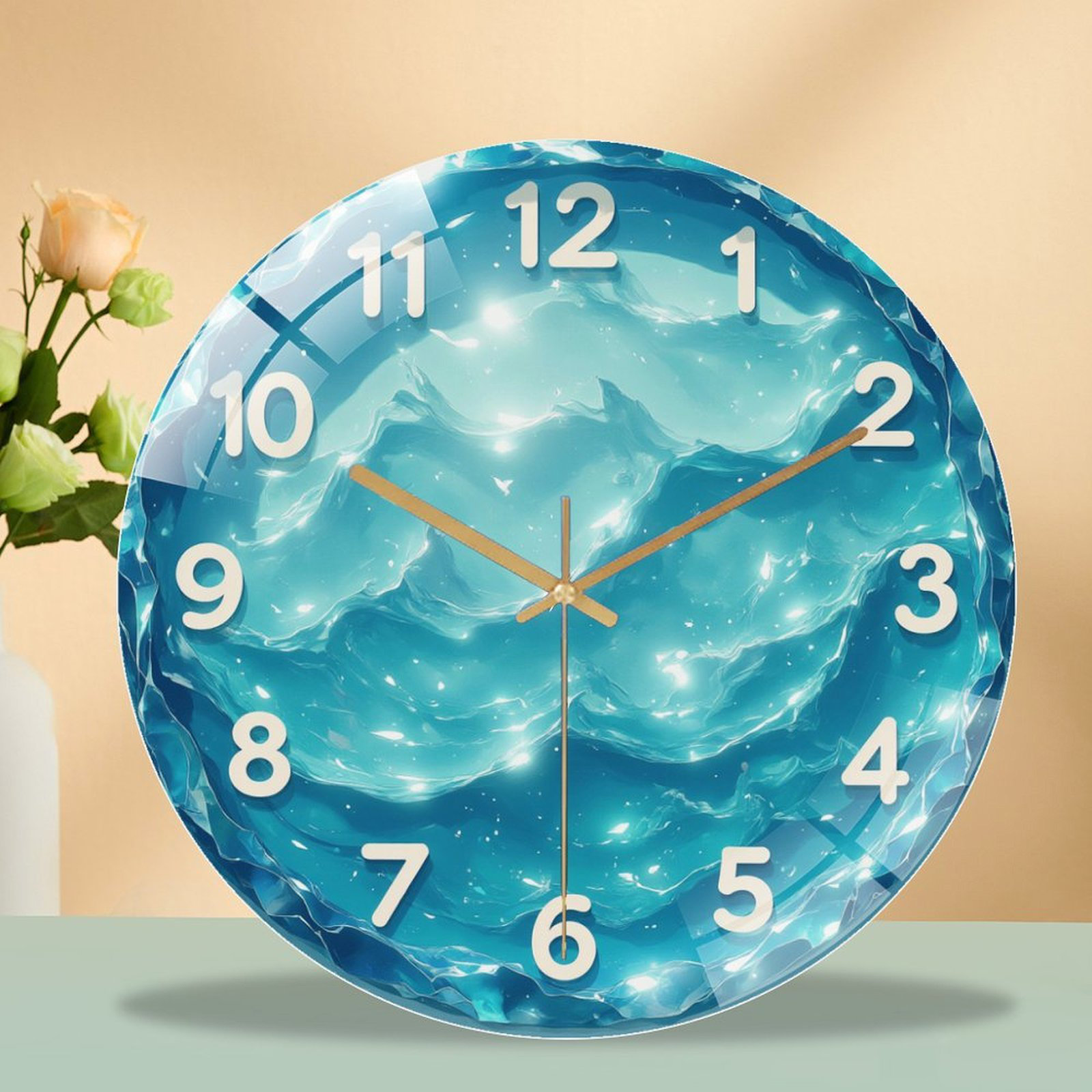East Urban Home 12" Round Tempered Glass Wall Clock with Silent Quartz ...