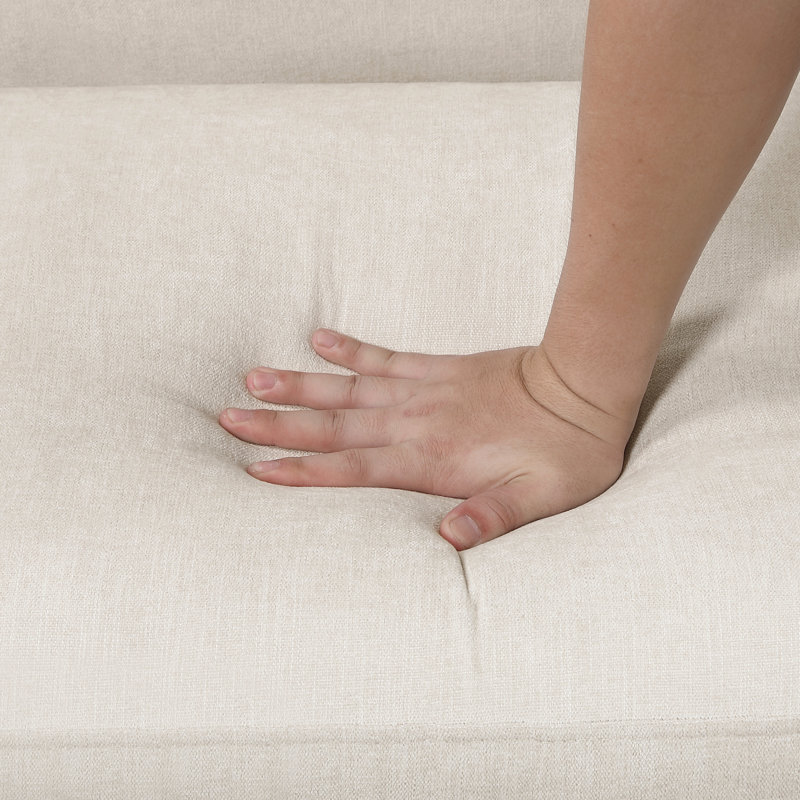 Chaise d'appoint en tissu beige, siège rembourré en mousse, garniture cloutée, chaise de salon élégante dans la chambre, beige, garniture d'attraction