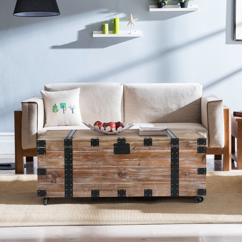 Trunk Table And Side Table S/3 with Large Storage Dress