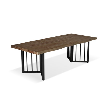 Nut-Brown Rectangular Solid Wood Dining Table