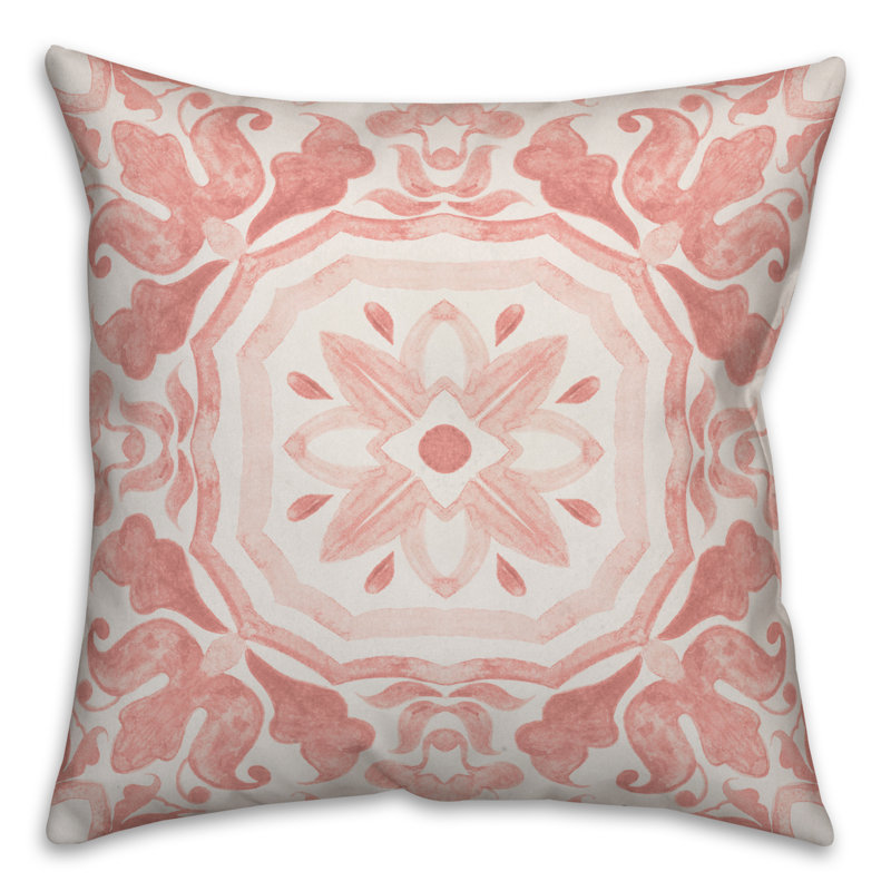 Floral Reversible Throw Pillow, 16" x 16", Blush