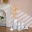 Ensemble de 3 vases de plancher en métal blanc, grands vases cylindriques avec couvercles amovibles pour le salon, la chambre à coucher ou le bureau, décoration de maison moderne et rustique