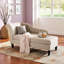 Chaise longue en tissu d'ameublement beige Johnwesley avec pieds noirs, H 30,9 po x l 27,2 po x L 61,8 po-495525557