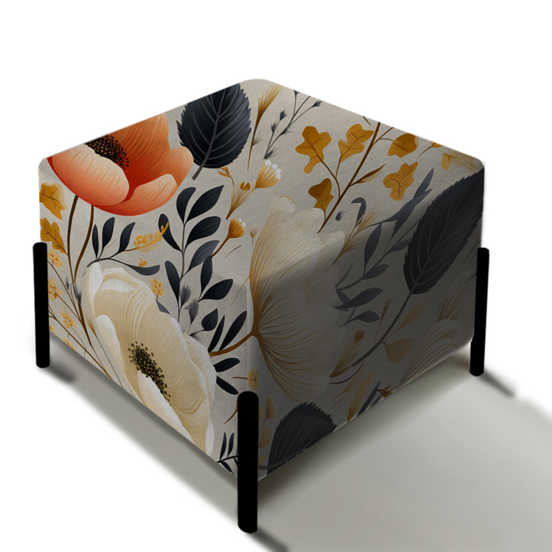 Ivoire jardin floral Serene Blooms - repose-pieds carré floral
