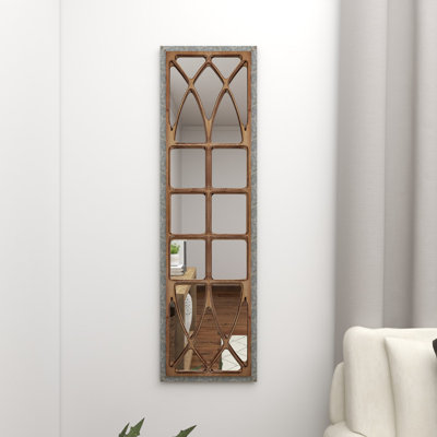 Miroir mural en bois avec cadre en métal galvanisé