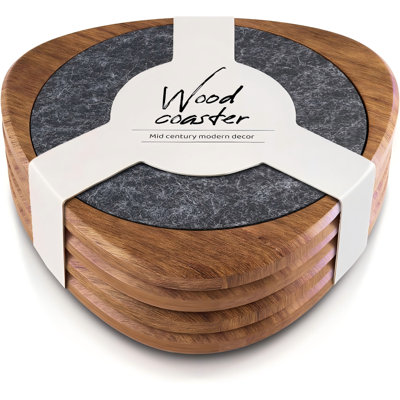 Mid Century Modern Decor Coasters Set Of 4 - Absorbent Coaster - Felt Coaster MCM Decor - Midcentury Modern Wooden Coasters For Drink