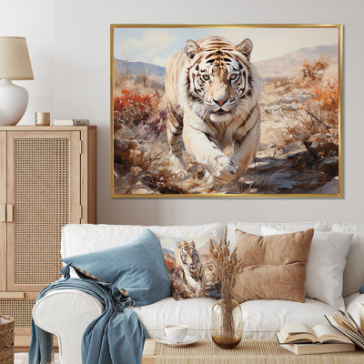 «White Tiger On Rolling Grassland II», reproduction d'art sur toile