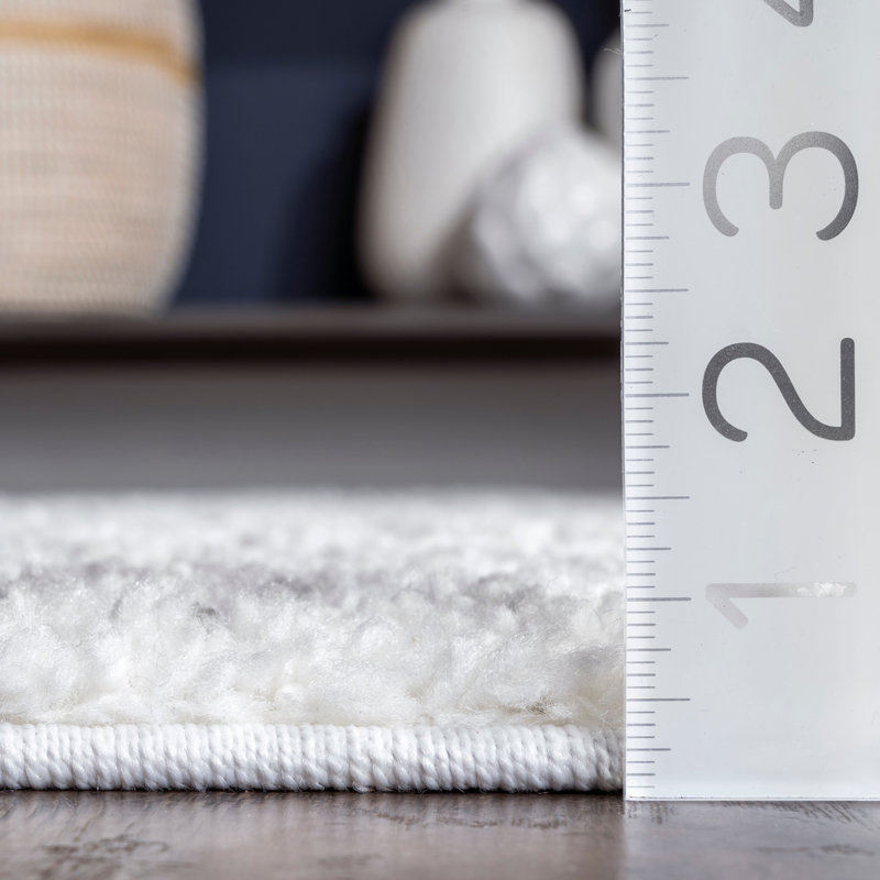 Geometric White Area Rug, Square 6'