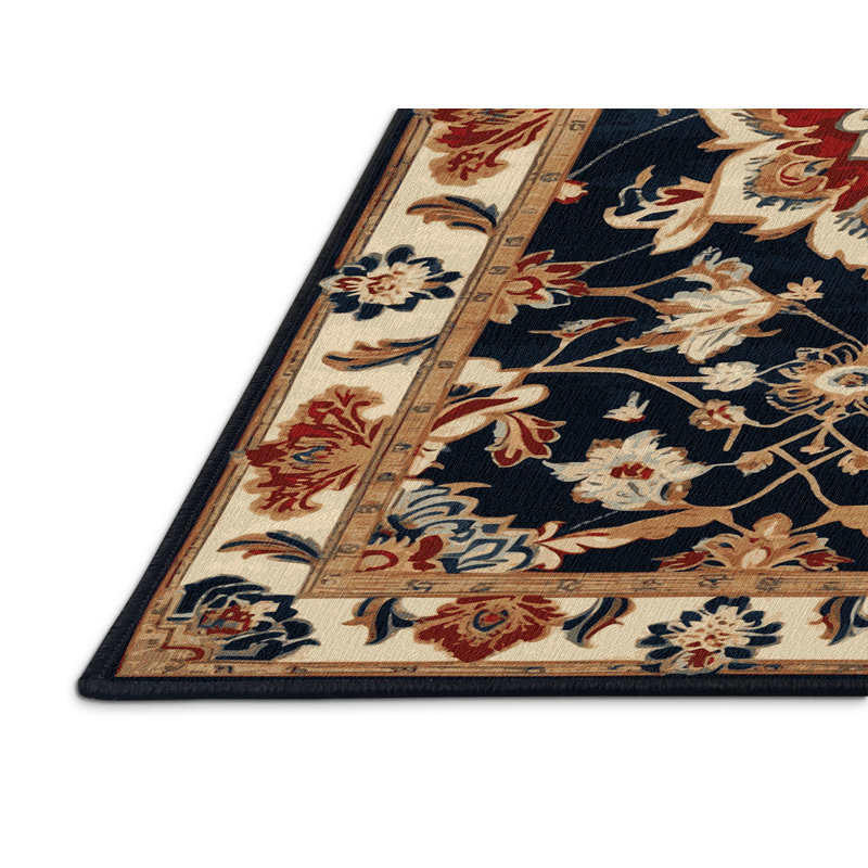Tapis art déco brun lavable à la machine, Rond 6 pi