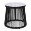 Table d'appoint tissée en corde noire avec surface en verre robuste - tissage extérieur P 15,64 po et surface trempée, fabrication en fer 15,5 po x 15,5 po x 16,5 po