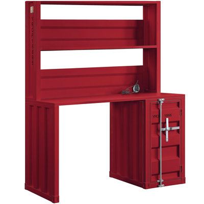 Cargo Red Finish Writing Desk W/Hutch