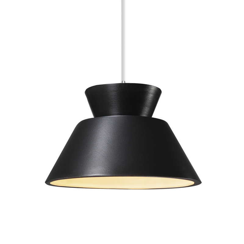 Luminaire suspendu géométrique à 1 lumière Logan, Carbon Matte Black, Chrome poli / cordon noir, Incandescente (non incluse)
