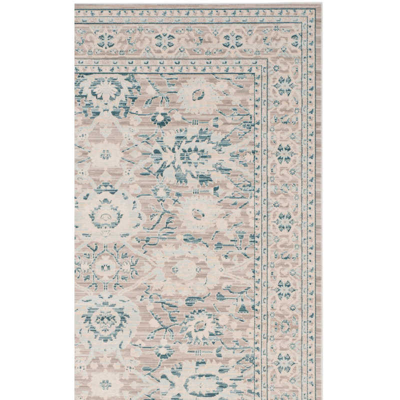 Ottley Oriental Grey/Blue Area Rug, Rectangle 4' x 6'