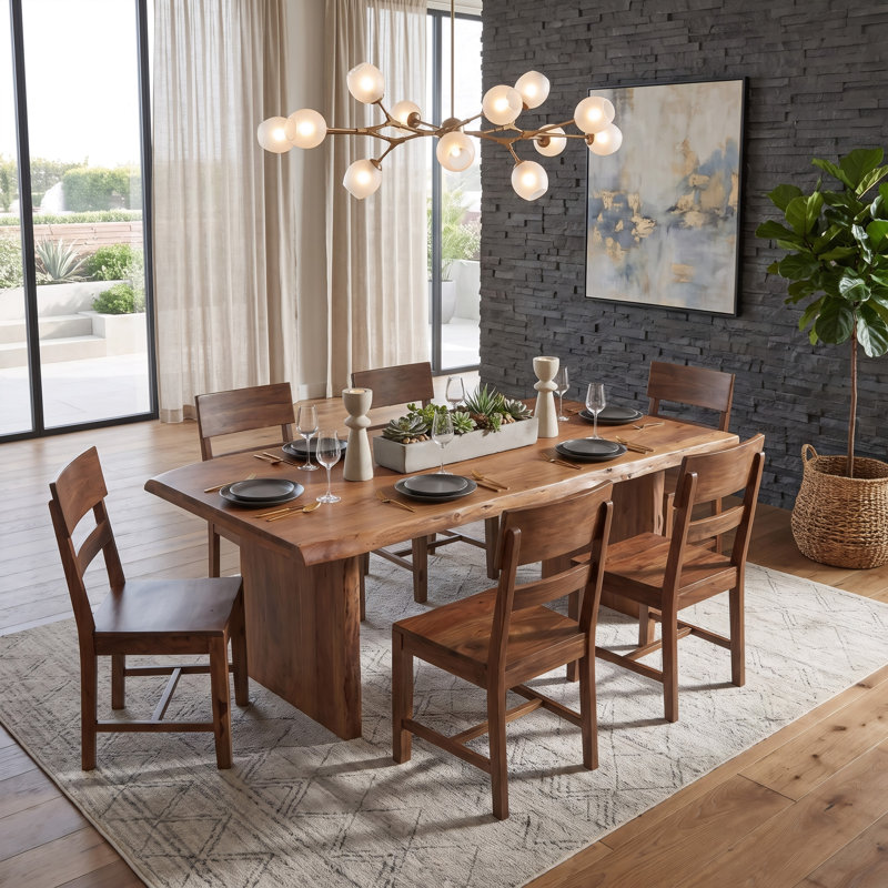 Ensemble de salle à manger en bois massif 6 chaises et table Eslinger