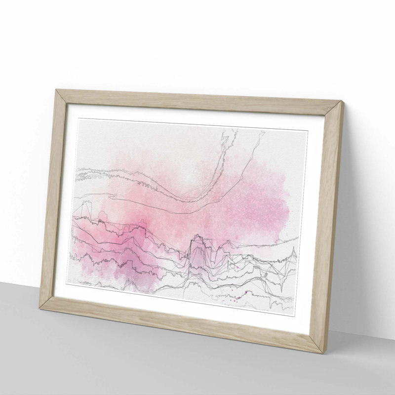 Pink Fog over the City in Abstract - Framed Print, Oak, 40cm H x 60cm W x 2cm D