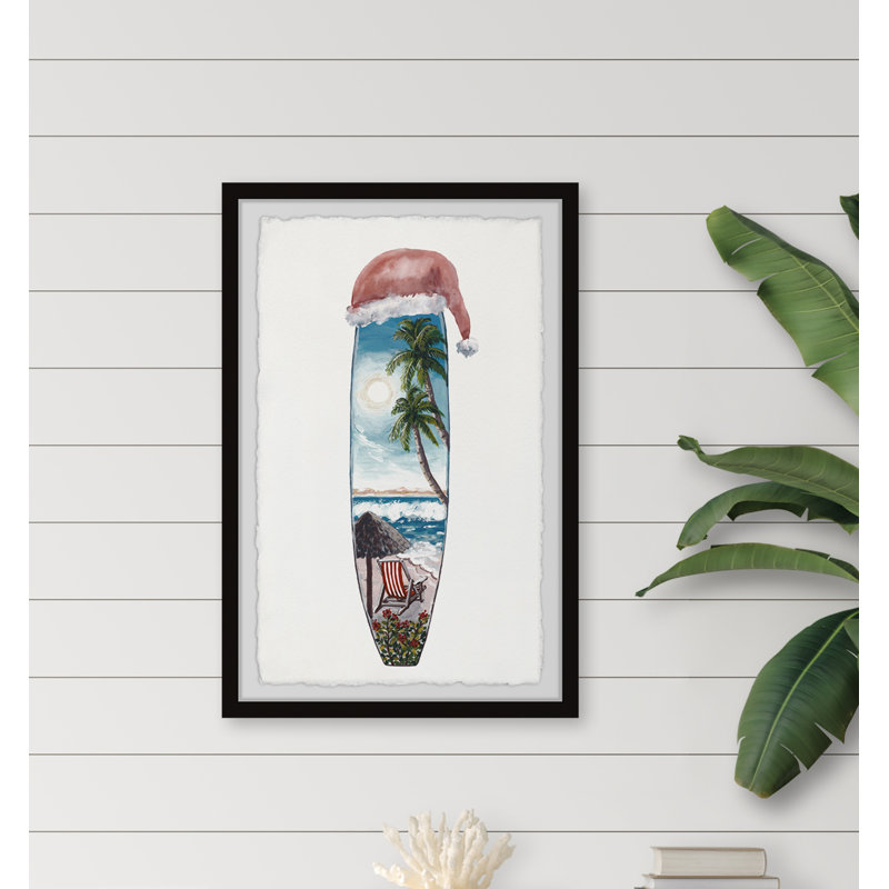 Christmas Surfboard - Single Picture Frame Painting, 61cm H x 41cm W x 3.81cm D