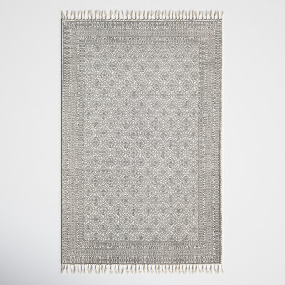 Janette Black Khaki Hand-Woven Cotton Rug