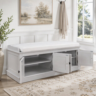 Banc de rangement avec 4 portes et tablettes réglables