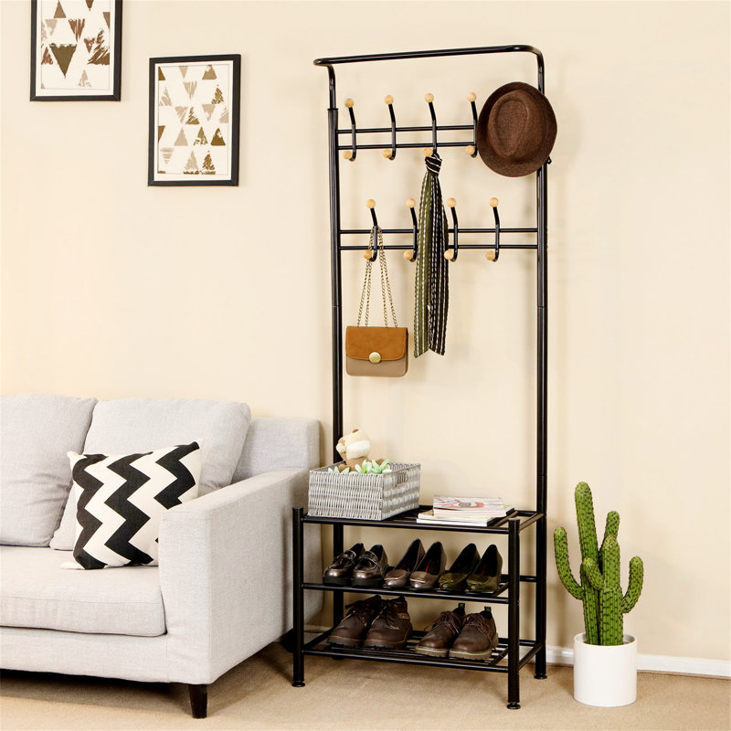 Steel Freestanding 18 - Hook Coat Rack, Black