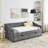 Twin Size Daybed With Drawers Upholstered Tufted Sofa Bed, With Button On Back And Copper Nail On Waved Shape Arms-1167771006