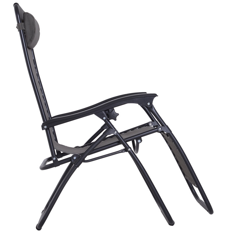 3Pcs Folding Zero Gravity Chairs Sun Lounger Table Set W/ Cup Holders