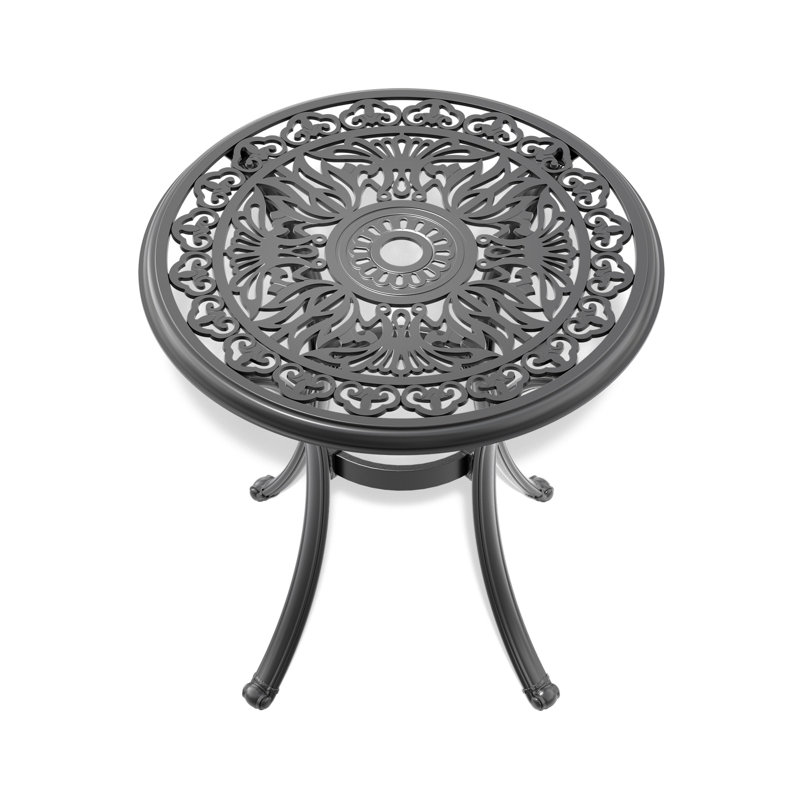 Cast Aluminum Patio Dining Table With Frame And Umbrella Hole