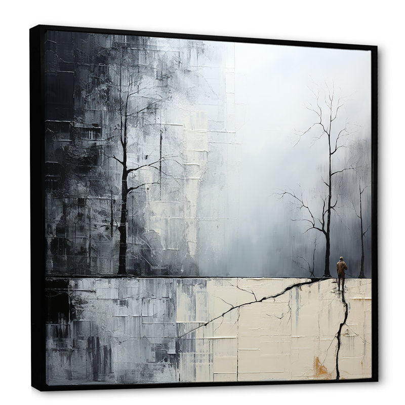 Simplicity Winter Dream Abstract, H 30 po x l 30 po x P 1 po, Cadre flottant noir