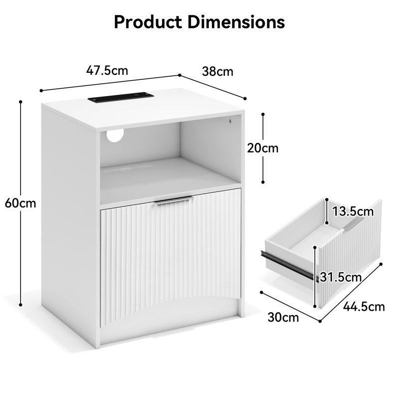 47.5cm W Bedside Table