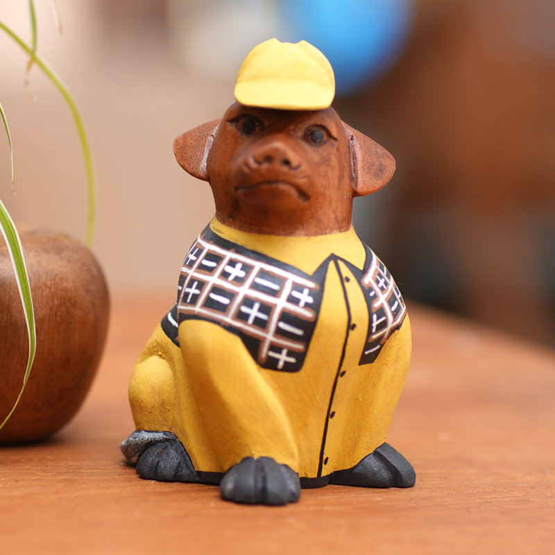  Handmade Detective Dachshund Wood Figurine
