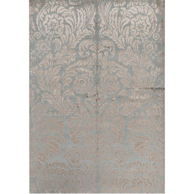 Himalayan Art Damask Area Rug in Blue