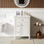 Meuble-lavabo autoportant 24 po blanc avec lavabo en céramique, tiroir ajustable et rangement fermé-1840400421