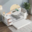 Lit de jour simple avec accoudoirs de rangement, lit gigogne et station de charge, blanc-338106636