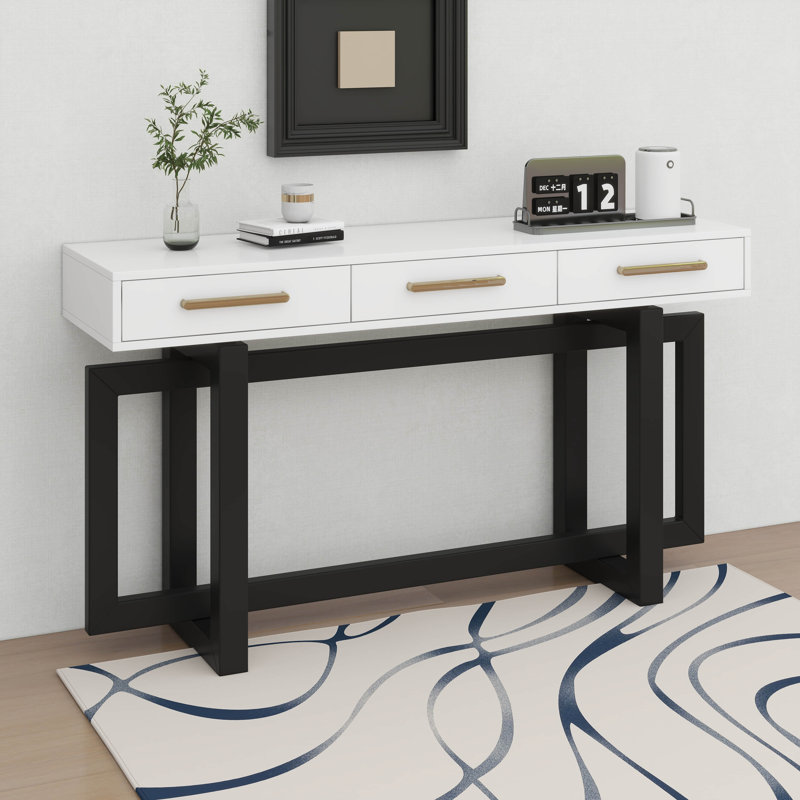 Console élégante avec trois tiroirs, table d'entrée très longue