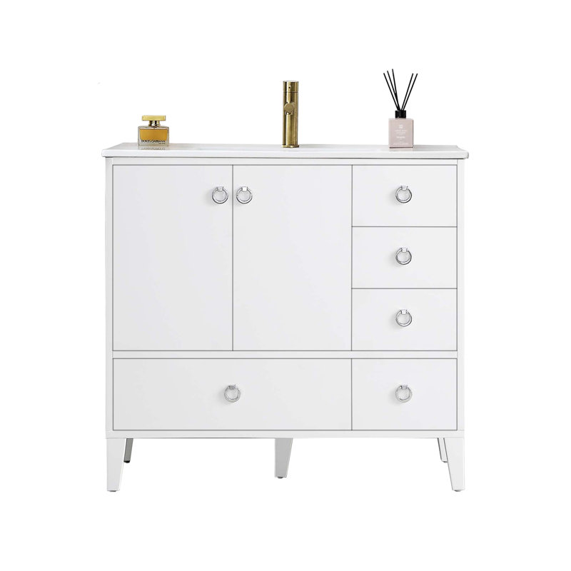 36'' Single Bathroom Vanity with Sink, Matte White