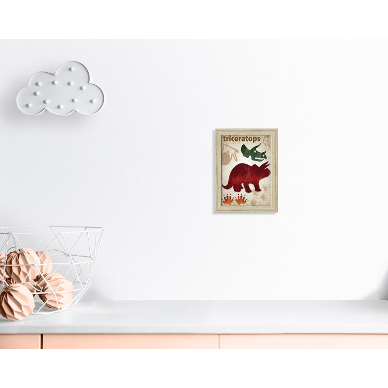 Adhésif décoratif dinosaures-04 ', H 16 po x l 12 po x P 0,625 po, Beige Flat Framed