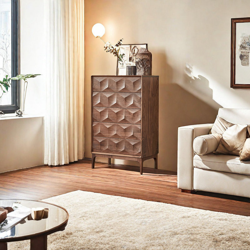 Modern Black Walnut Living Room Entrance Cabinet Solid Wood Accent Chest