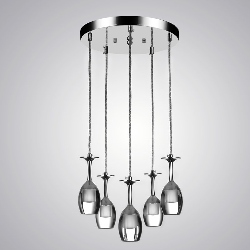  Home Clear Acrylic Glass-Shape Smart Rgb Pendant Light, 5