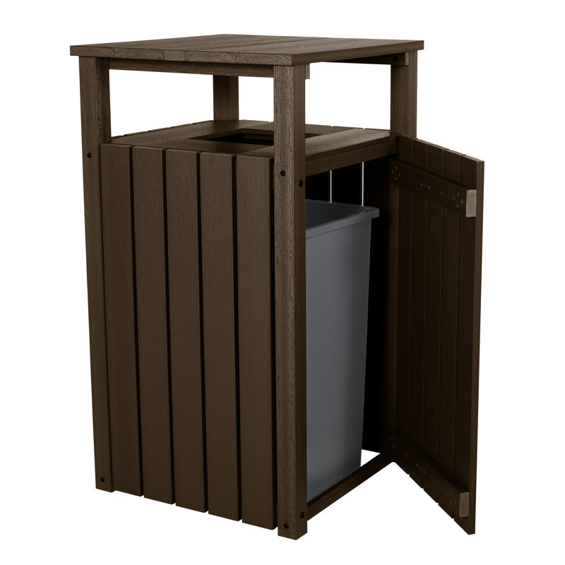 39 Gallons Outdoor Trash/Recycling Bins, Brown