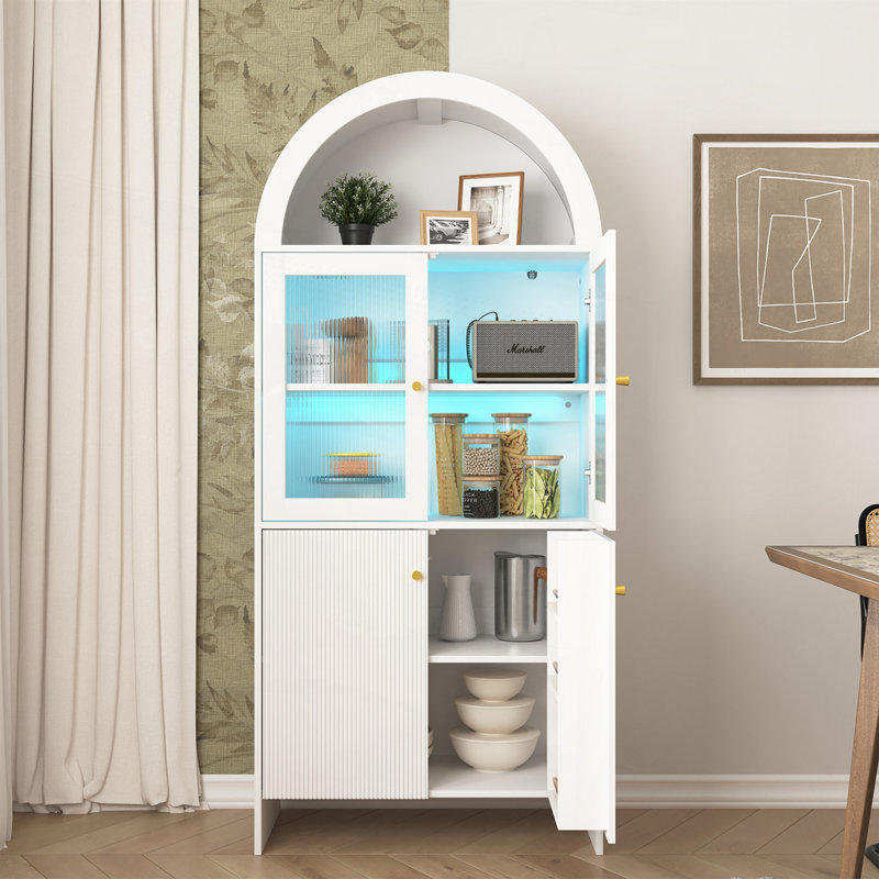 Armoire de rangement Arch avec éclairage DEL, Blanc