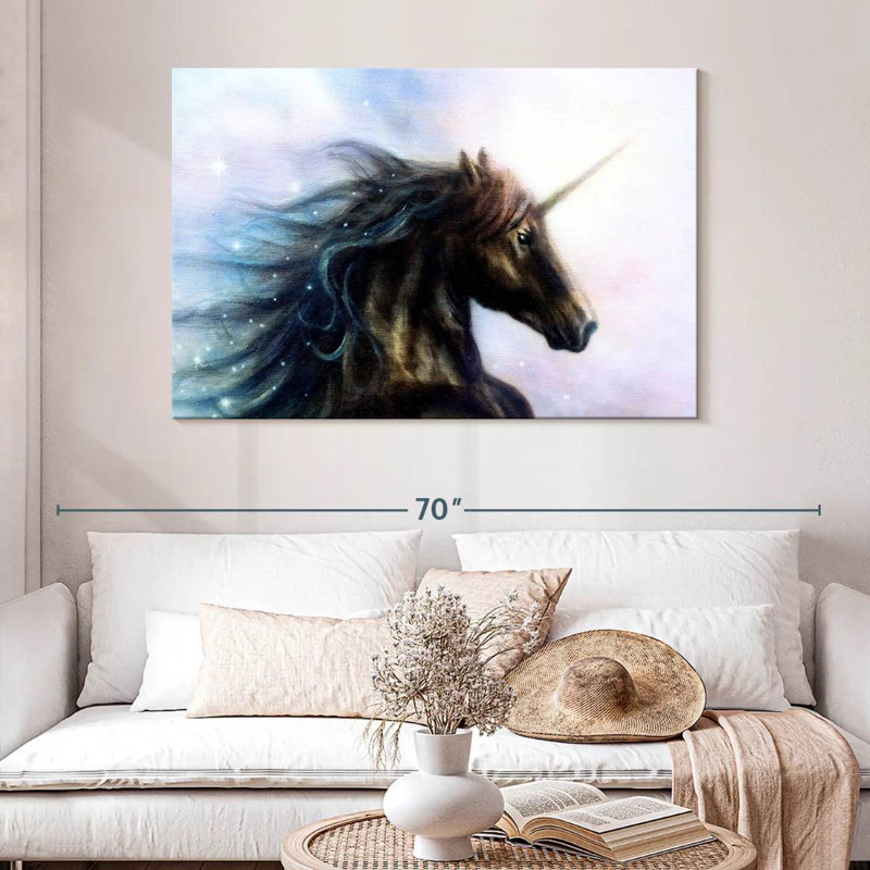 Kelan Black Unicorn, 32" H x 48" W