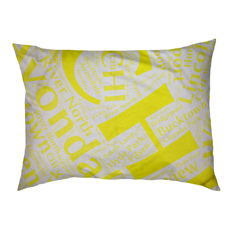 Coussin de chien « districts », Chicago, Grand (l 40 po x P 30 po x H 14 po), Jaune