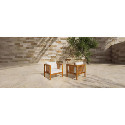 Chaises longues de patio modernes, ensemble 2 pièces pour patio en bois d'acacia