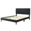 Grand lit dans une boîte avec bâbord - Tissu noir revêtu de tissu d'ameublement