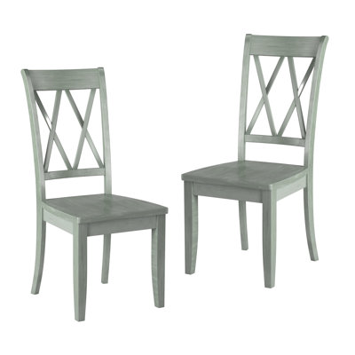 Teal Dining Room Side Chairs Of 2, Transitional Back, 34.71Lb Product Weight 2Pcs Casual In Teal, 17.25" Seat Depth