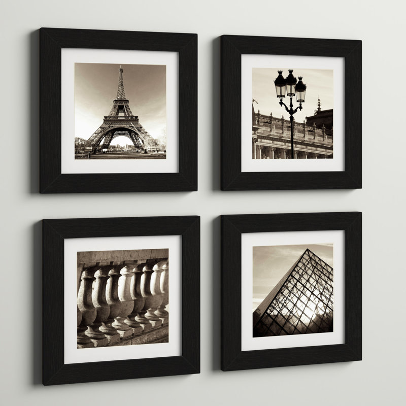 Vintage Paris par Neeva Kedem - Ensemble de 4 reproductions de photos sur papier encadrées